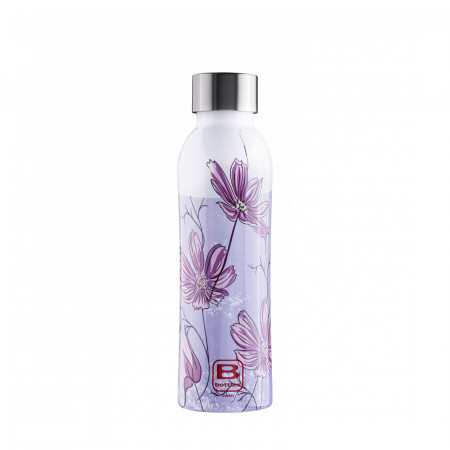 Stainless Steel Water Bottle Red and Purple Flowers