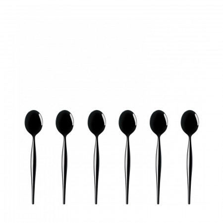 6-pieces Coffee Spoons Set in Gift-box - colour Black - finish PVD Finishing