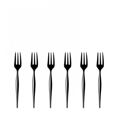6-pieces Cake Forks Set in Gift-box - colour Black - finish PVD Finishing