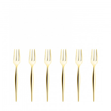 6-pieces Cake Forks Set in Gift-box - colour Gold - finish PVD Finishing