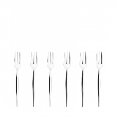 6-pieces Cake Forks Set in Gift-box - colour Steel - finish Shining