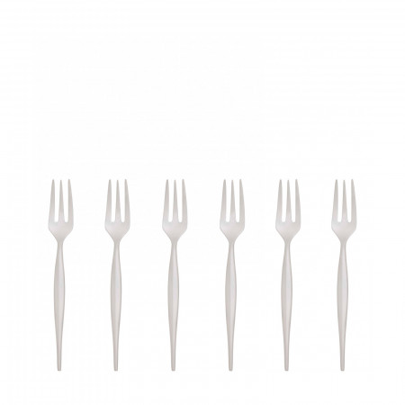 6-pieces Cake Forks Set in Gift-box - colour Steel - finish Sandblasted