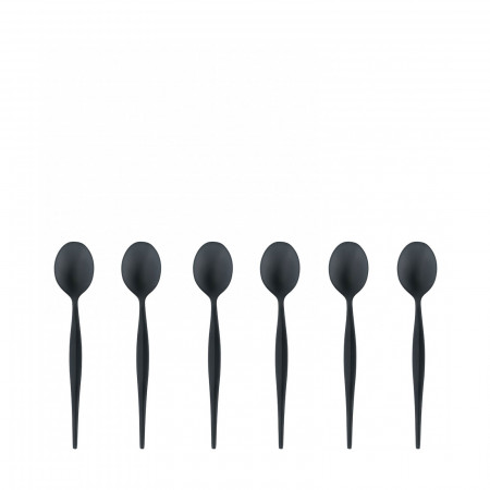 6-pieces Coffee Spoons Set in Gift-box - colour Black - finish Sandblasted PVD