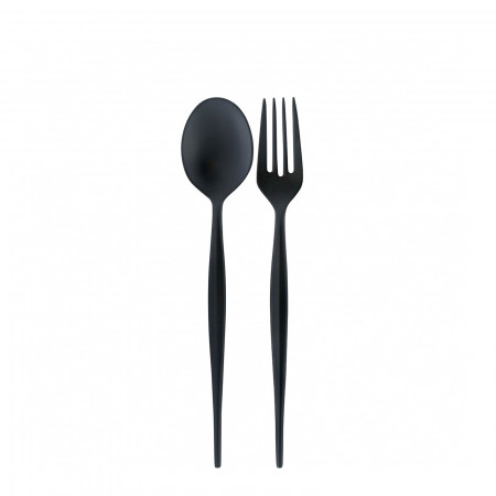 2-pieces Serving Set in Gift-box - colour Black - finish Sandblasted PVD