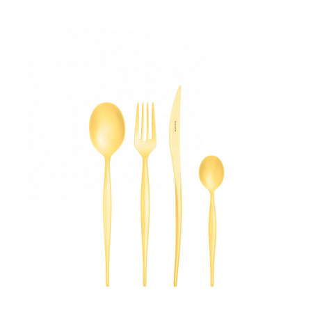 16-pieces Set in window box - colour Gold - finish Sandblasted PVD