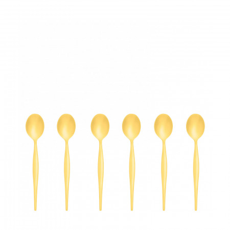 6-pieces Coffee Spoons Set in Gift-box - colour Gold - finish Sandblasted PVD