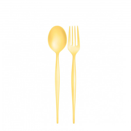 2-pieces Serving Set in Gift-box - colour Gold - finish Sandblasted PVD